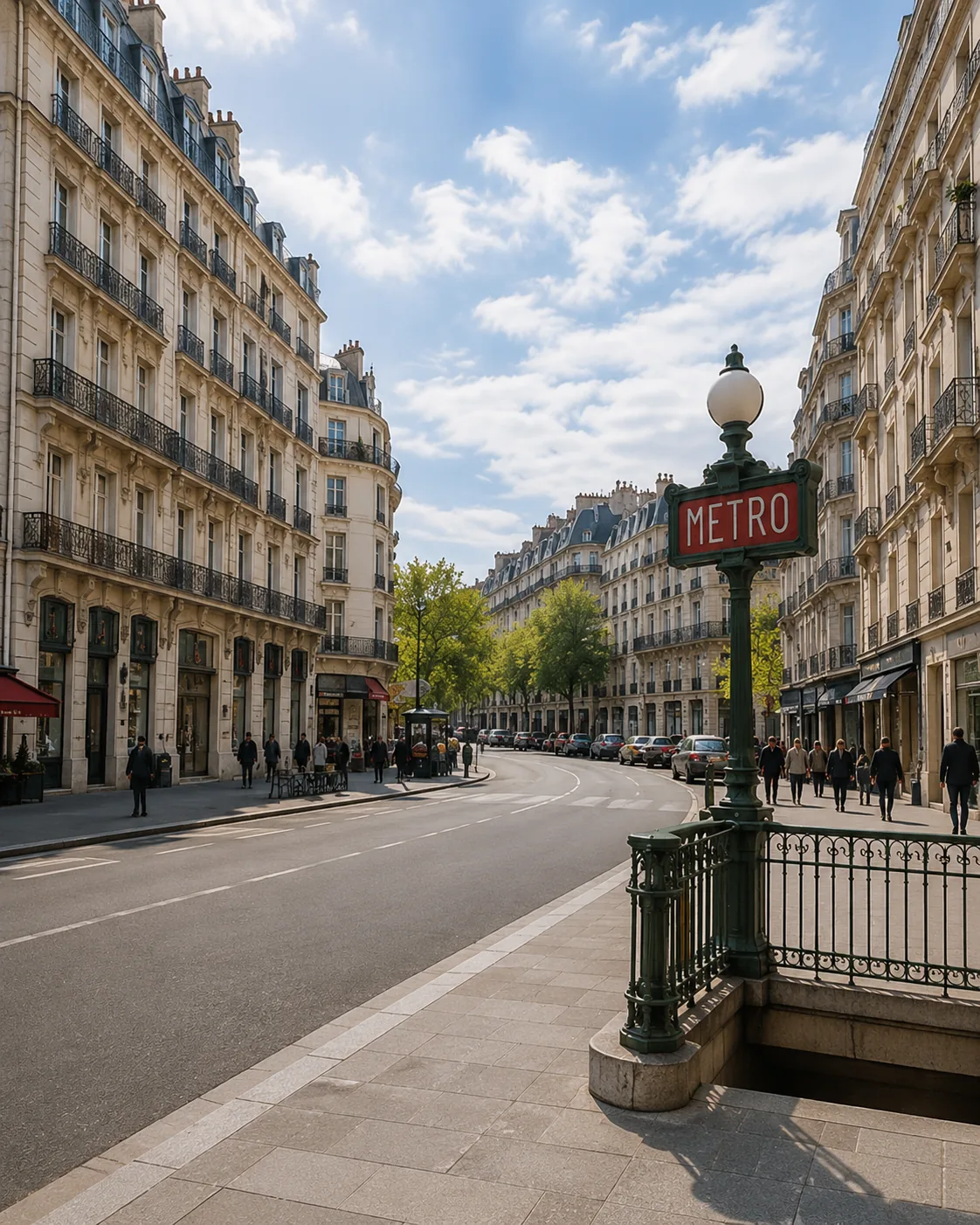 Rue parisienne avec métro